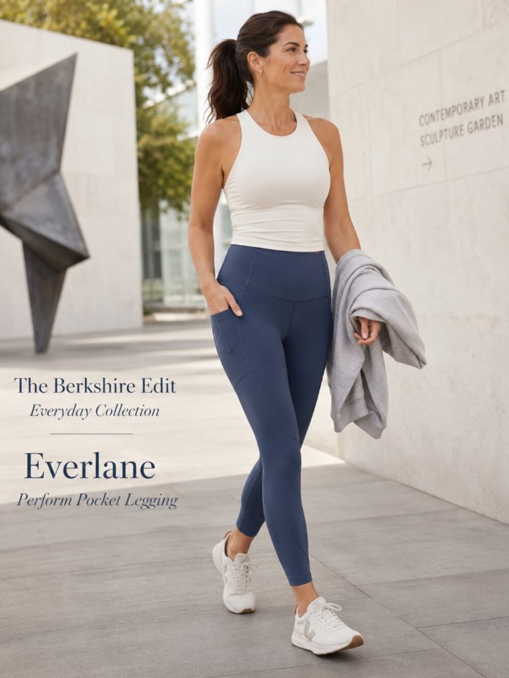 Everlane Perform Pocket Legging M Atlantic Blue High Rise Workout Yoga Athletic